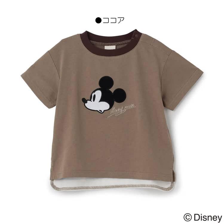 petit main Disney アソートアップリケ 半袖Tシャツ ミッキー 刺繍