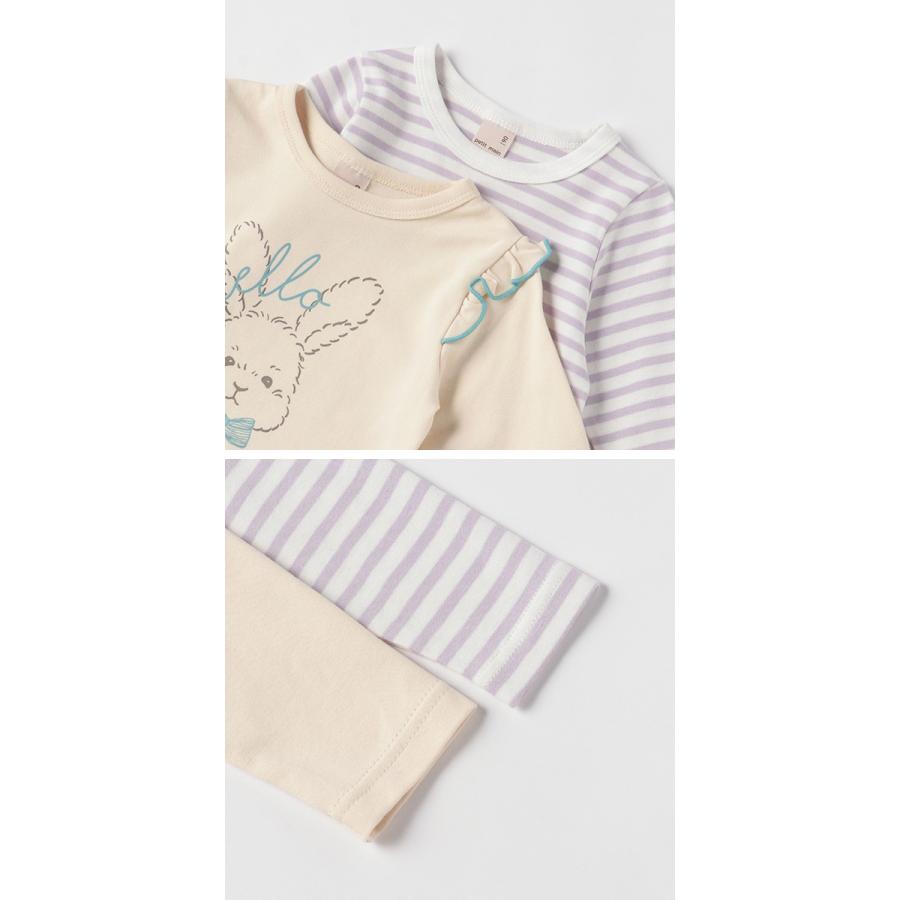 petit main プティマイン トップスセット プティプラセット Tシャツ 長袖 女の子 ベビー キッズ 80 90 100 110 120 130 プチプラ 2Pセット 秋 冬 K 新作 2203 C|kidstantan|02