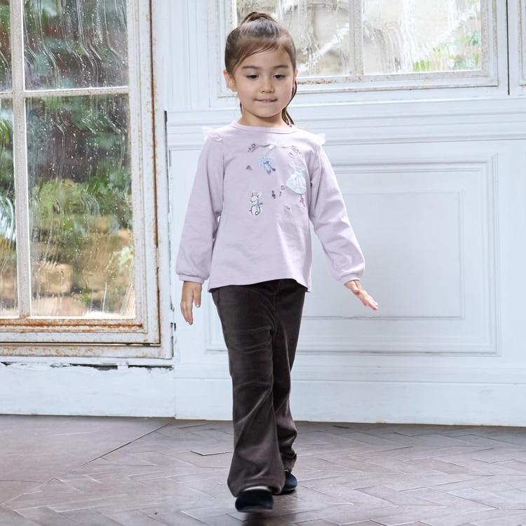 petit main 10％OFFセール袖チュール 長袖Tシャツ バレエモチーフ