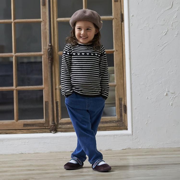 petit main 爆買 30％OFFセールハートリブニット 洗える セーター