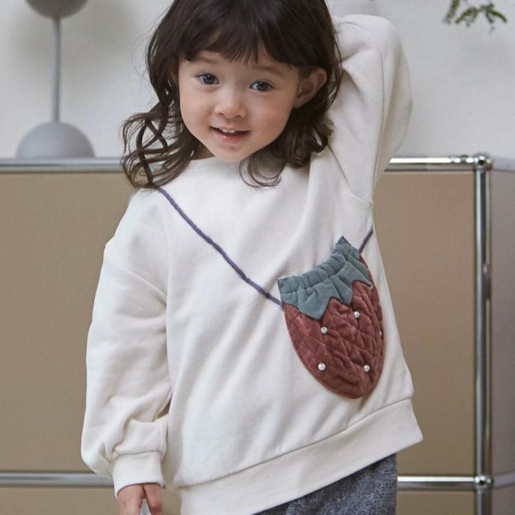 petit main 30％OFFセール裏起毛 いちごポシェットトレーナー