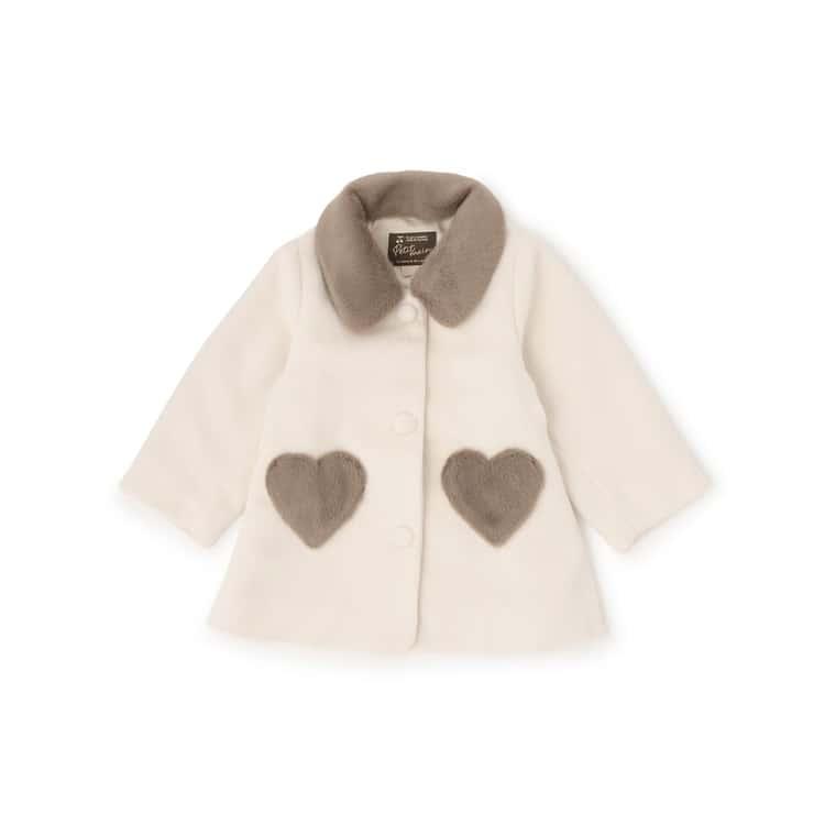 petit main 10％OFFセールファー衿ハートポケットコート プティマイン
