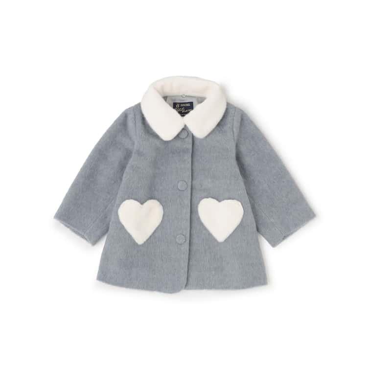 petit main 10％OFFセールファー衿ハートポケットコート プティマイン