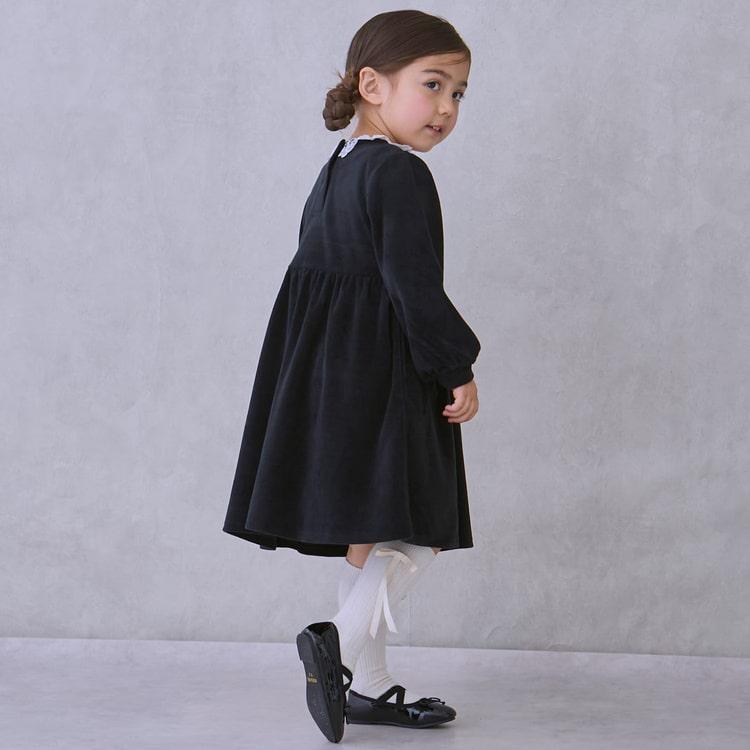 petit main 30％OFFセールベロアレースワンピース 長袖 プティマイン