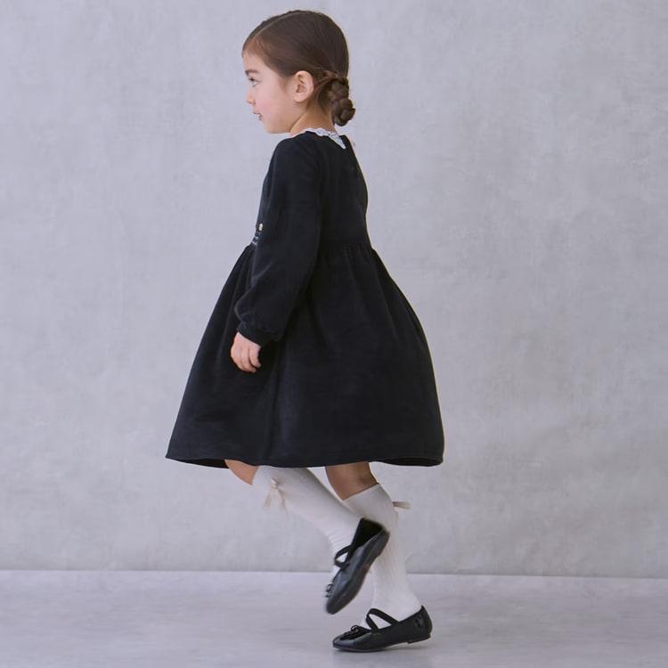 petit main 30％OFFセールベロアレースワンピース 長袖 プティマイン