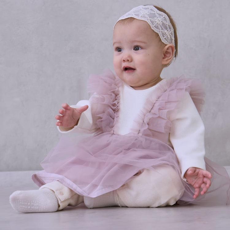 petit main チュールフリルカバーオール プティマイン ベビー 70-80cm