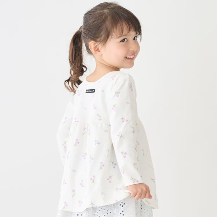 petit main ペプラム 長袖Tシャツ オーガニック プティマイン 総柄