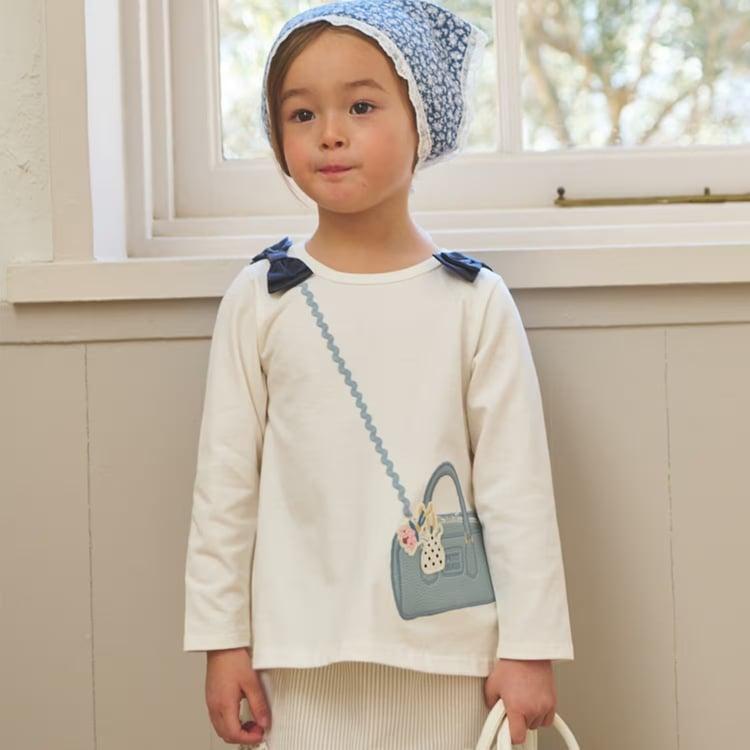 petit main ミニバッグ風 長袖Tシャツ 長袖 Tシャツ 女の子 キッズ