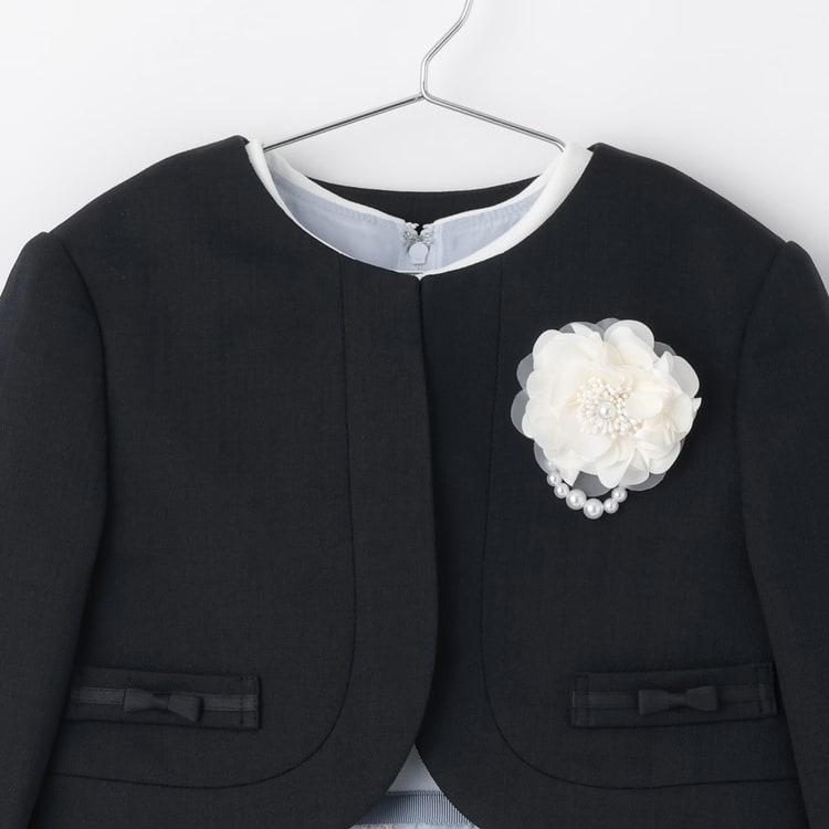 新品petit main◇プティマイン花柄ワンピース　ジャケットフォーマル120 petit main プティマイン レース衿花柄OP+JKセット 120 130cm ネイビー