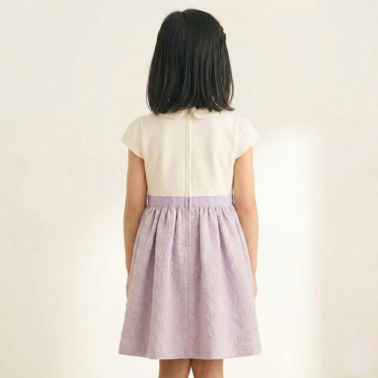 petit main セミフォーマル ワンピース ジャガード切り替え
