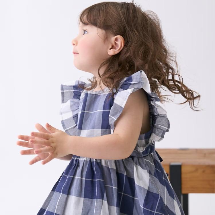 petit main チェック フレアワンピース プティマイン 女の子 ワンピ 