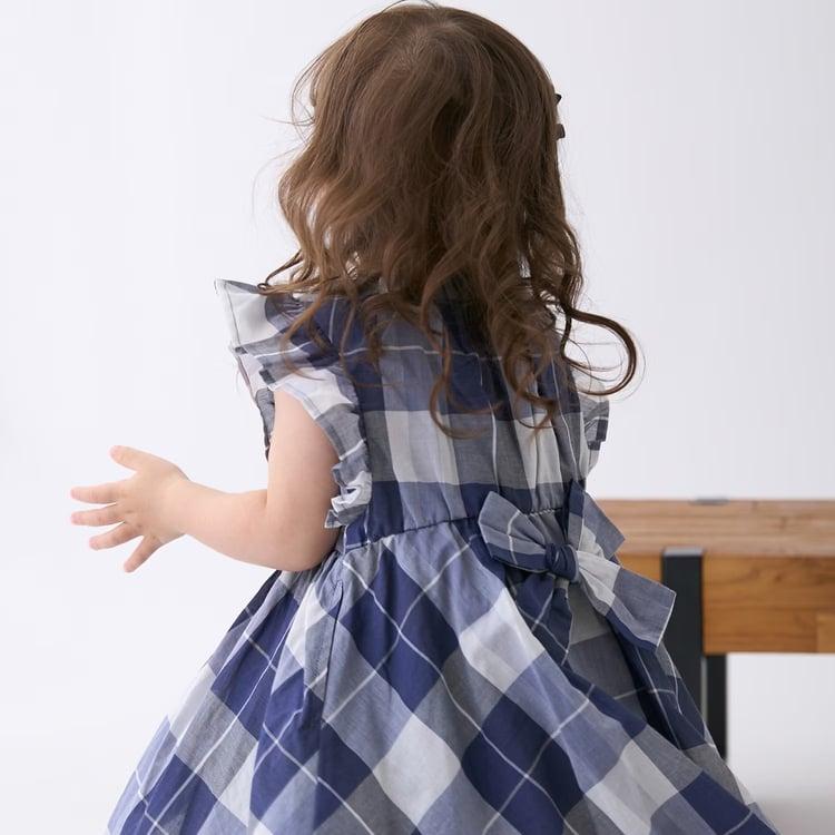 petit main チェック フレアワンピース プティマイン 女の子 ワンピ