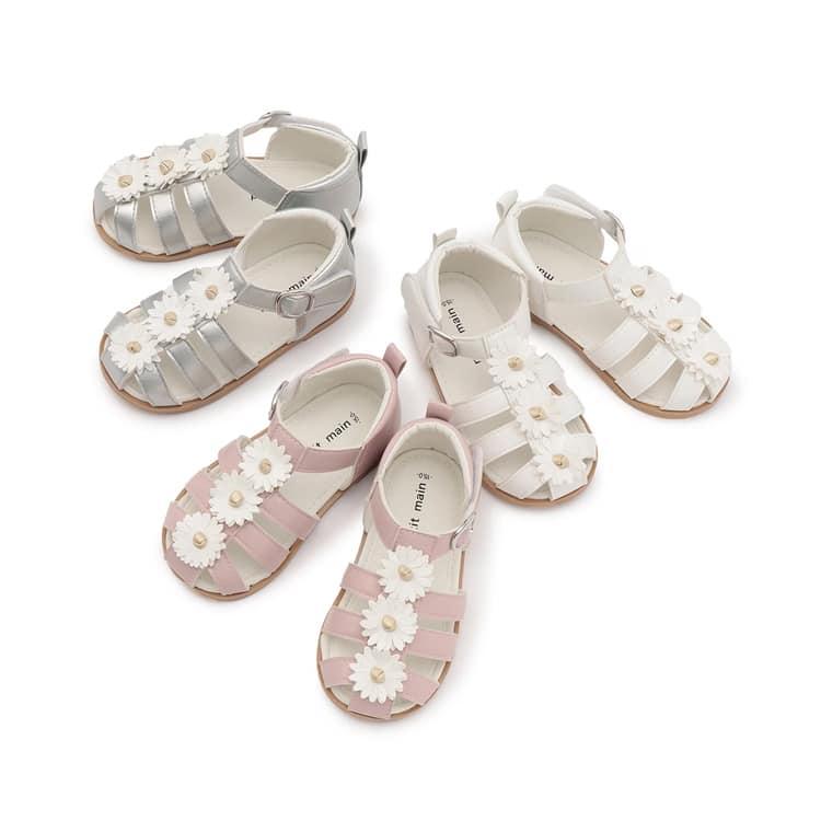 petit main お花サンダル 靴 キッズ 14-19cm 子供 女の子 プティマイン