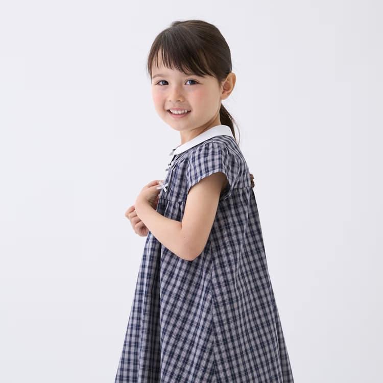 petit main ちびリボンピンタックワンピース プティマイン 半袖 りぼん