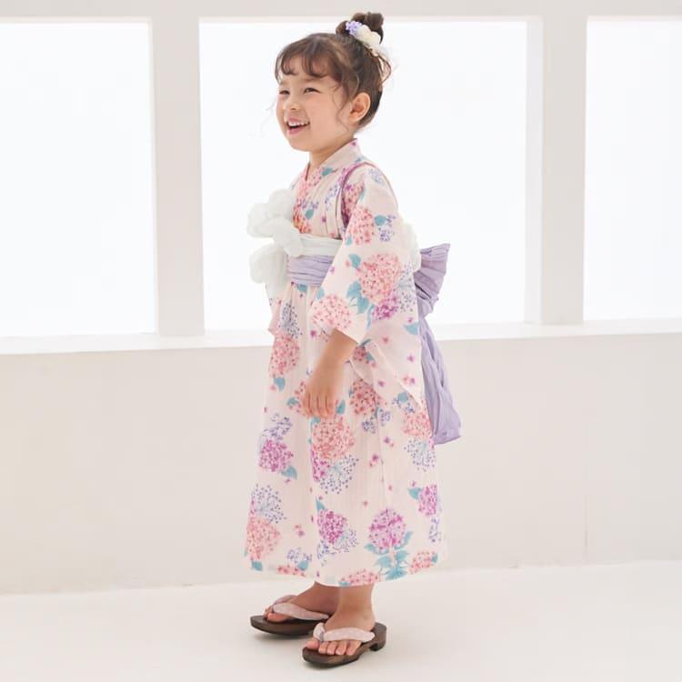 petit main プティマイン 浴衣 あじさい 紫陽花 90-130cm ゆかた