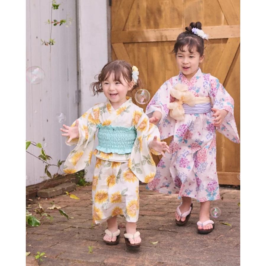 petit main プティマイン 浴衣 あじさい 紫陽花 90-130cm ゆかた
