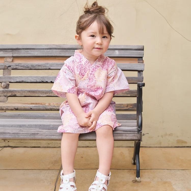 petit main プティマイン 甚平 女の子 和柄 80-130cm じんべい 上下