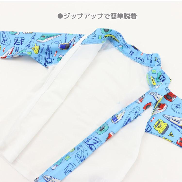 新幹線柄ラッシュガード＆スイムパンツ 2点セット 新幹線 男児 2P 電車 水着 男の子 キッズ 子供用 100-120cm K 2602 72の画像