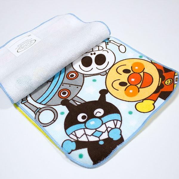 アンパンマン ミニタオル3枚組 約16×16cm フチ枠ブルー : キッズ