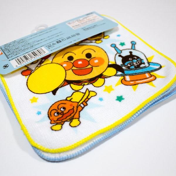 アンパンマン ミニタオル3枚組 約16×16cm フチ枠ブルー : キッズタウン