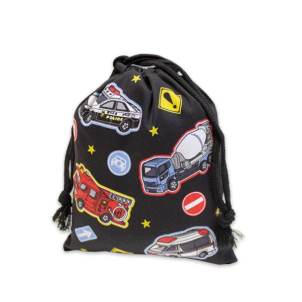 トミカ 巾着 S HTM7-680 黒 約18cm×22cm 日本製 給食袋 きんちゃく 袋