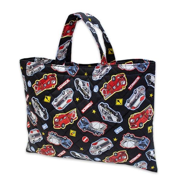 トミカ 送料無料 キルトバッグ3点セット 黒 日本製 レッスンバッグ