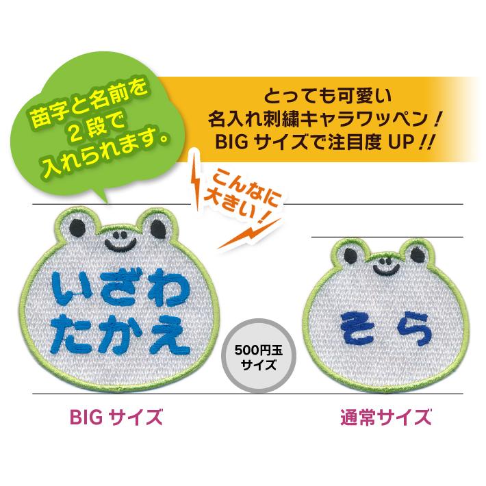 お名前ワッペン】 BIGサイズ キャラワッペン カエル / かえる 蛙