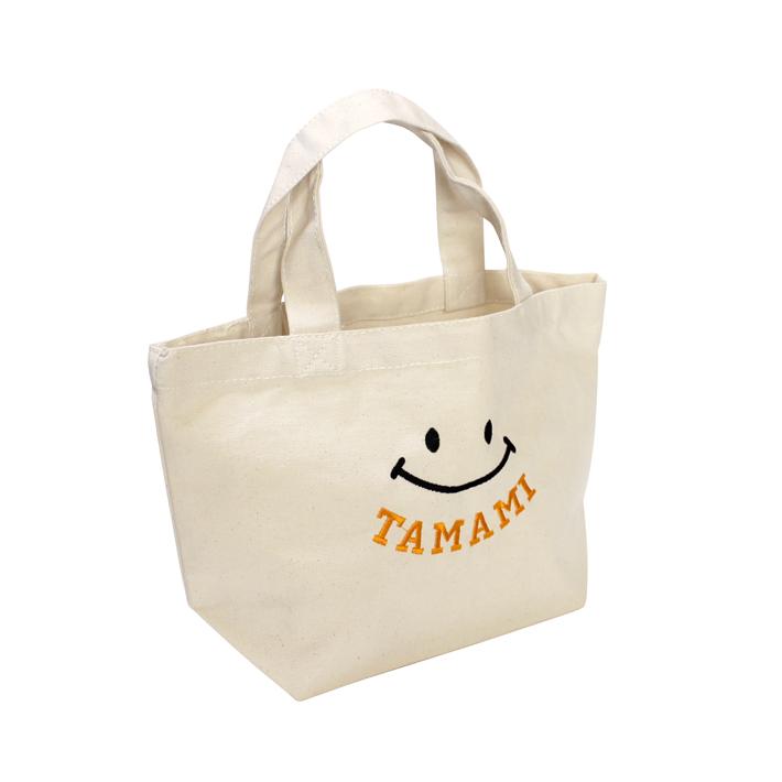 スマイル 刺繍 名入れ トートバッグ ／ Sサイズ ランチバッグ 名前入り