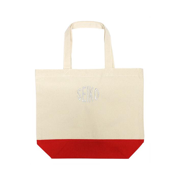 ツートンカラー ロゴ風 刺繍 名入れ トートバッグ ／ smサイズ 名前