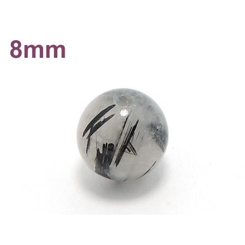 パワーストーン天然石ビーズ粒売り ブラックトルマリンクォーツAAA8ミリ 仕事運 ハンドメイド・手作りアクセサリー用 (11618) | 