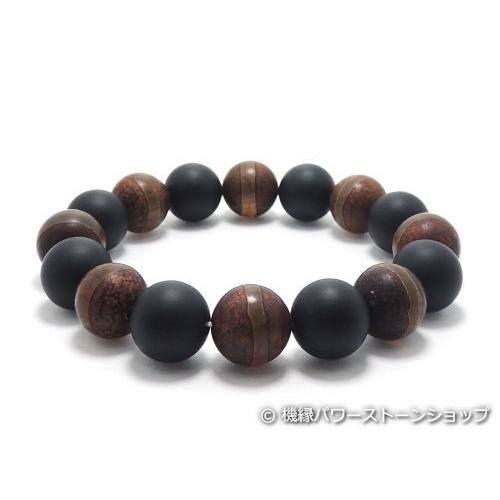 エスニックブレスレット・アジアンパワーストーン(メンズ) チベット天珠(紅朱砂一線)AAAA10ミリ オニキス(つや消し)AAAA(8月誕生石)10ミ
