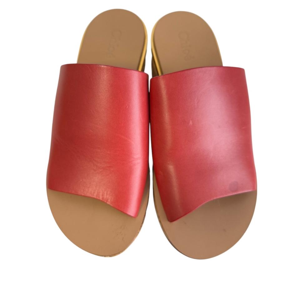 Chloe（クロエ） 美品 カミーユ レザー オープントゥ コルク ウェッジ