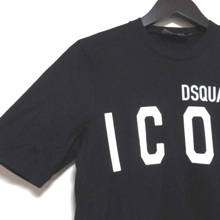美品 20SS DSQUARED2 ディースクエアード ICONプリント クルーネック ショートスリーブ 半袖 Tシャツ カットソー XXS ブラック レディース 古着 中古 USED DSQUARED2（ディースクエアード） 美品 20SS DSQUARED2 ICONプリント