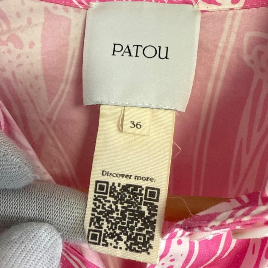 PATOU（パトゥ） 美品 23SS PATOU ボタニカル柄 長袖 背中空き ひざ丈 