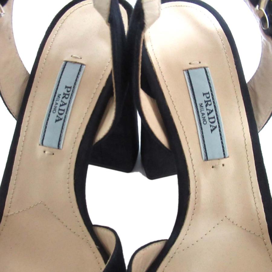 PRADA ハイヒール サンダル PRADA 未使用 プラダ スエード チャンキーヒール ハイヒール