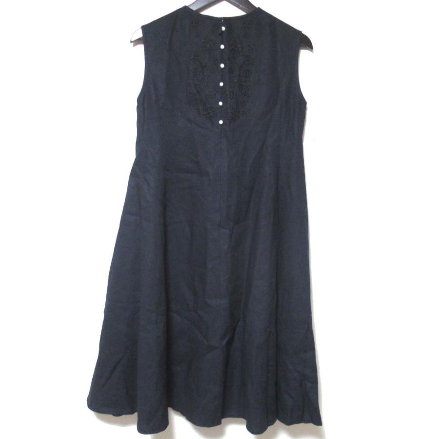 美品 23SS Rene ルネ フェイクパール×エンブロイダリー リネン