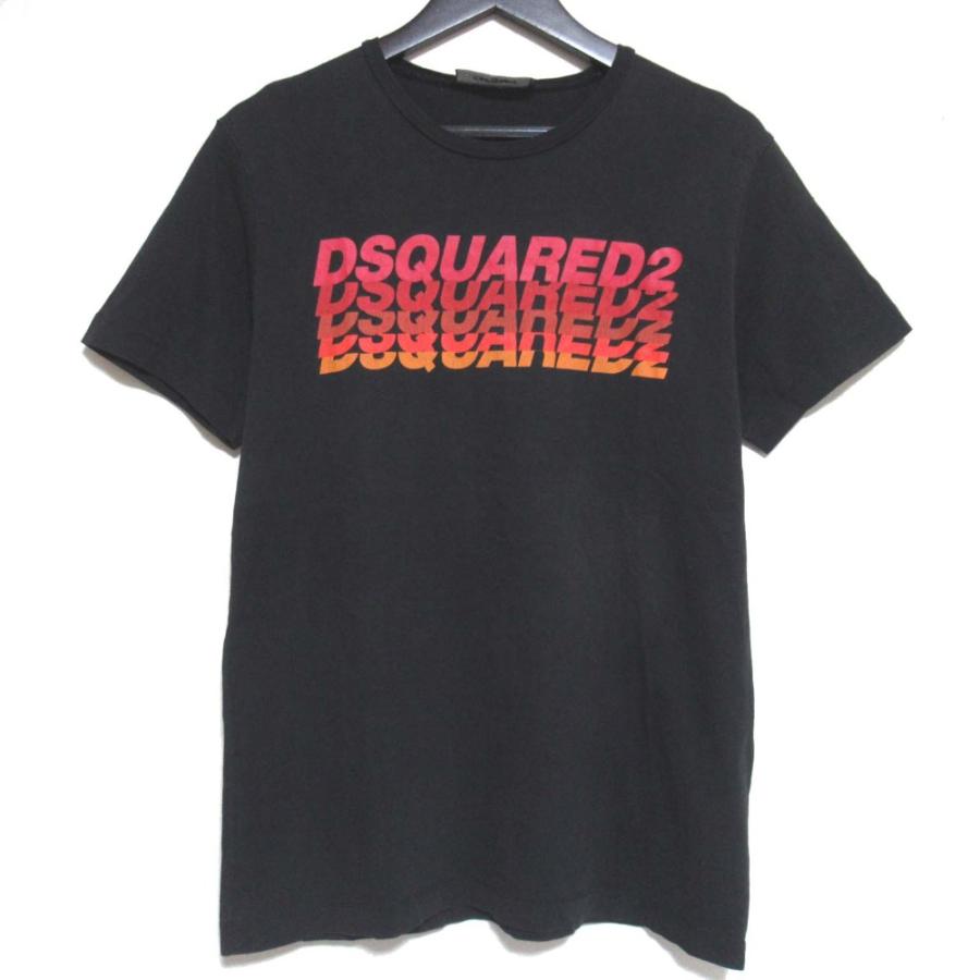 DSQUARED2 - 美品 21SS DSQUARED2 ディースクエアード グラデーションロゴ プリント 半袖 Tシャツ カットソー XSサイズ 155/80A ブラック レディース 古着 中古 USED DSQUARED2（ディースクエアード） 美品 21SS DSQUARED2 グラデーション