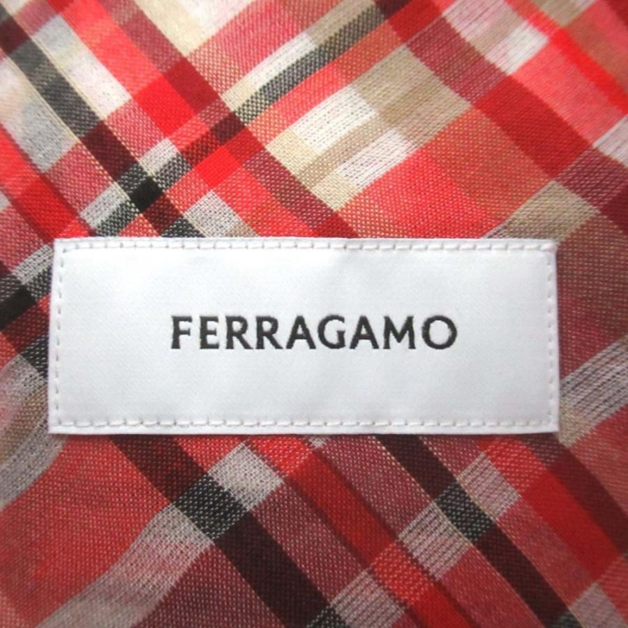 新品同様 23SS FERRAGAMO フェラガモ チェック柄 シルクブレンド