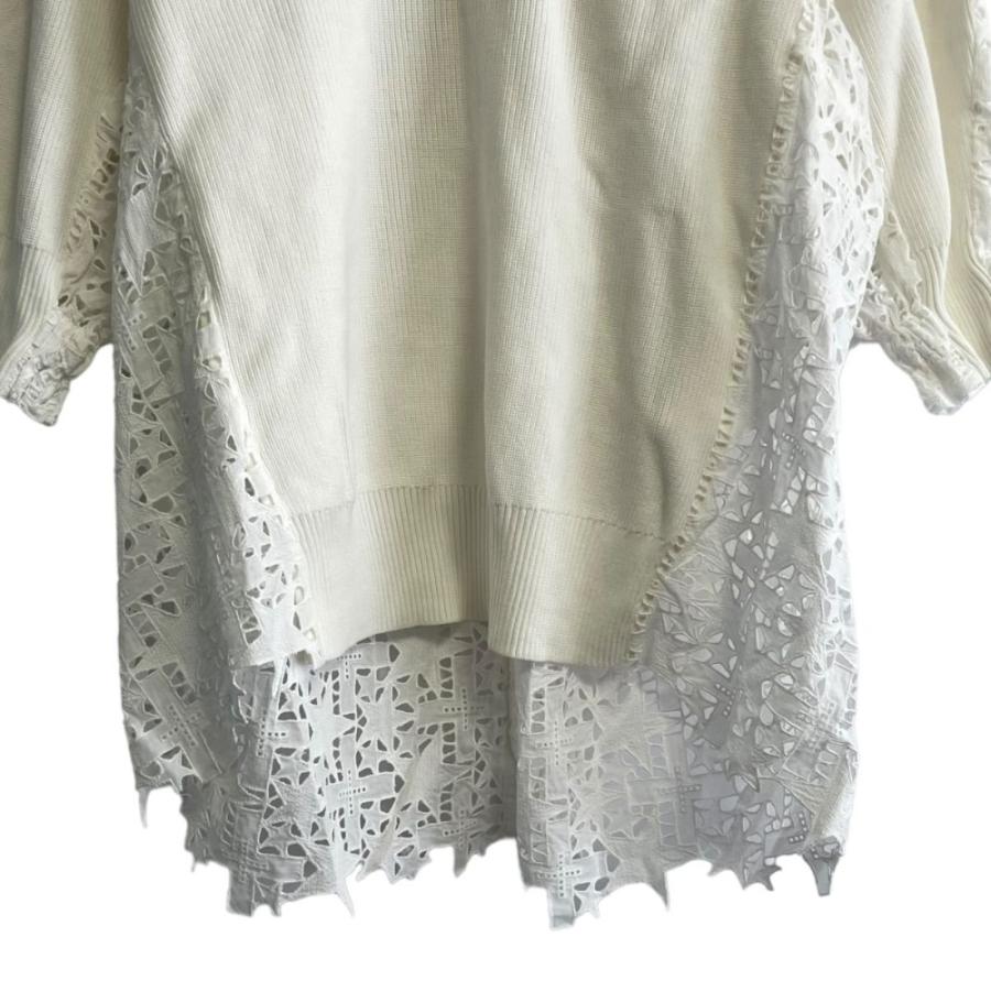 sacai 美品 21SS サカイ Embroidery Lace Knit Pullover 五分袖