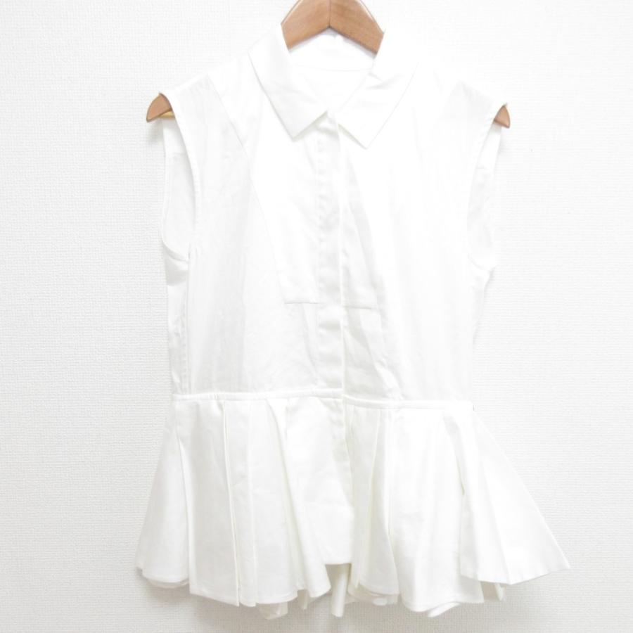 新品同様 cygne シーニュ ペプラム ジレ ノースリーブシャツ ブラウス サイズF ホワイト レディース 古着 中古 USED 新品同様 cygne シーニュ ペプラム ジレ ノースリーブシャツ ブラウス