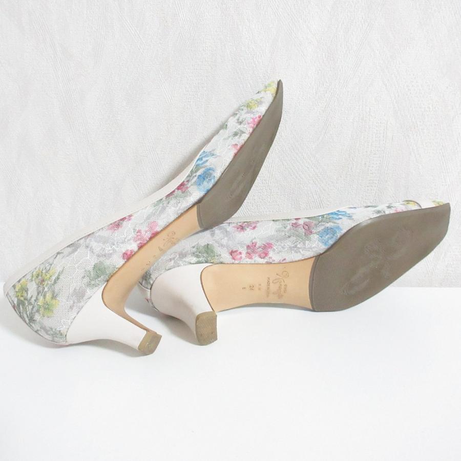 レディースシューズ 美品 Kanematsu 銀座かねまつ フラワーメッシュ パンプス 24cm オフ