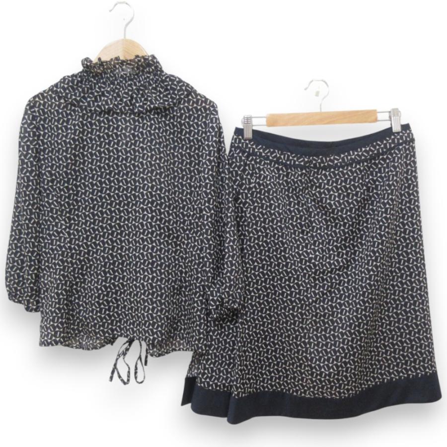 Leilian（レリアン） 美品 総柄 長袖ブラウス＋スカート セットアップ 