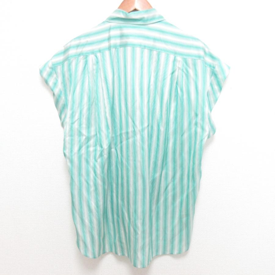 【美品】ブラミンク blamink 　コットンシルク　ストライプ コットンシルクストライプレギュラーシャツ | BLAMINK (Women