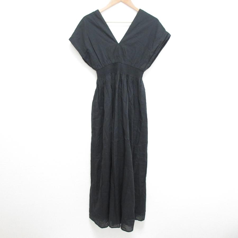 【中古】マリハ MARIHA 夏の光のドレス フレアワンピース マキシ ロング フレンチスリーブ 半袖 Vネック 無地 36 茶 MARIHA（マリハ） 良品 夏の光のドレス フラワーレース Vネック