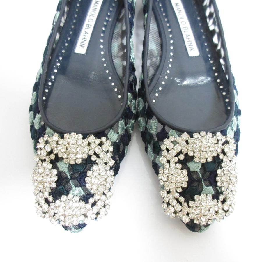 MANOLO BLAHNIK 美品 マノロブラニク ハンギシ ビジューバックル