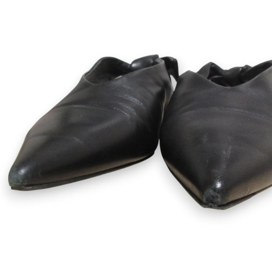 美品【JIL SANDER】ポインテッドトゥバックリボンフラットシューズ24cm JIL SANDER（ジルサンダー） 良品 レザー バックリボン ポインテッド