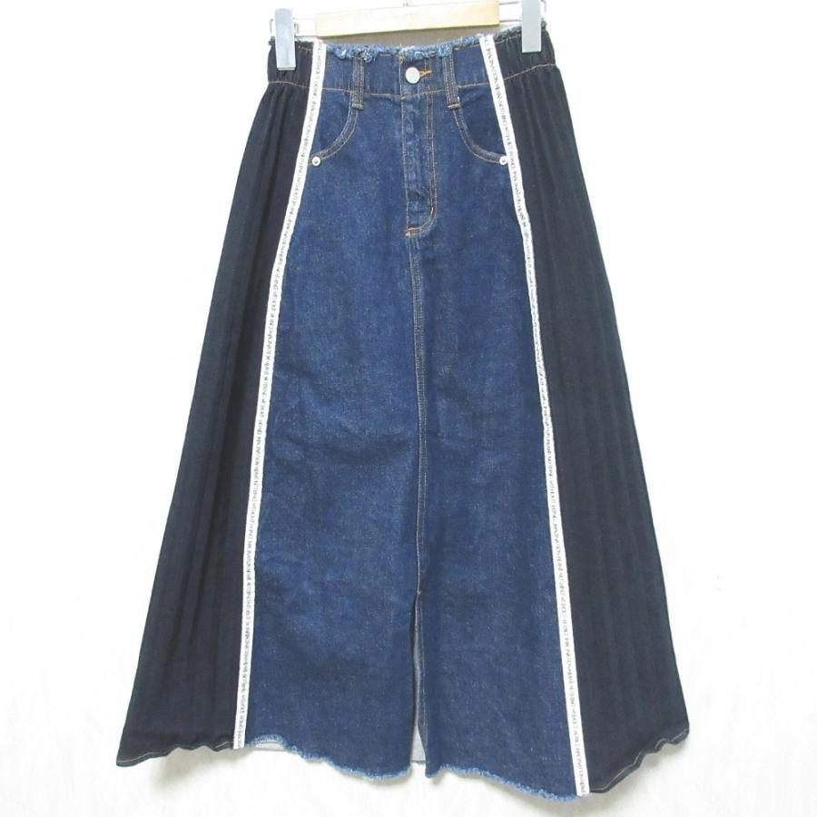 Ameri 美品 AMERI アメリ SIDE PLEATS DENIM SKIRT サイドプリーツ  