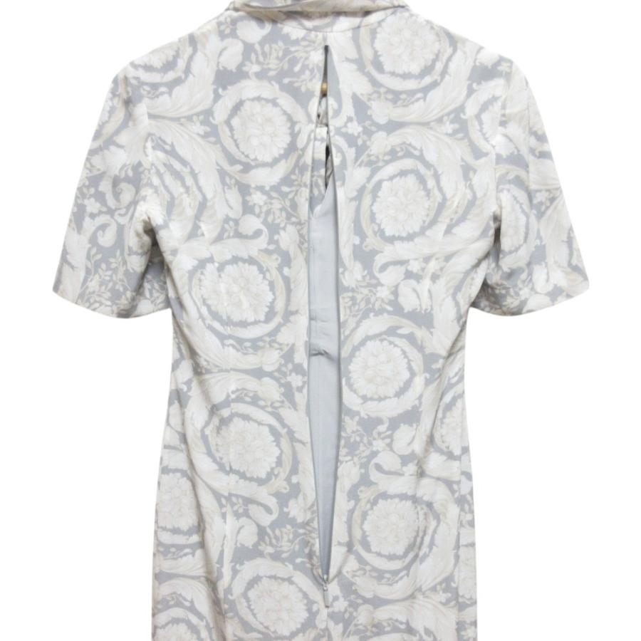 VERSACE ヴェルサーチ キャミドレス ワンピース イタリア製 水色 M VERSACE 美品 24SS ヴェルサーチ バロッコ ラヴァリエール