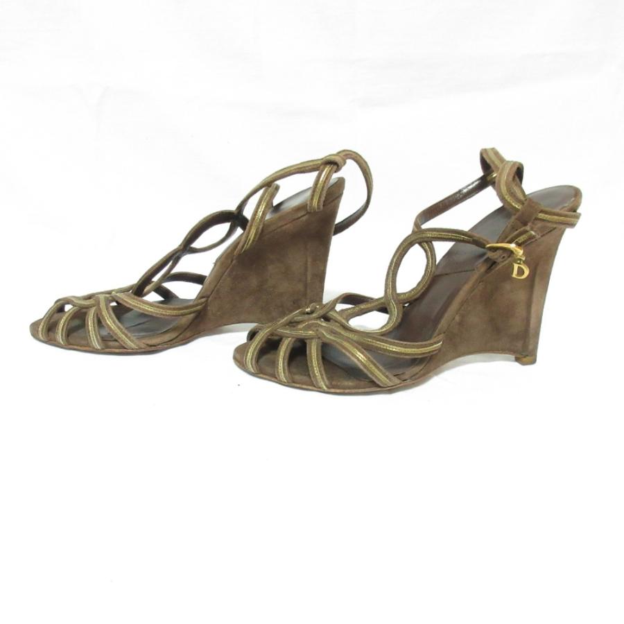 クリスチャンディオール　ウェッジサンダル ストラップ付き 良品 Christian Dior クリスチャンディオール Dロゴチャーム