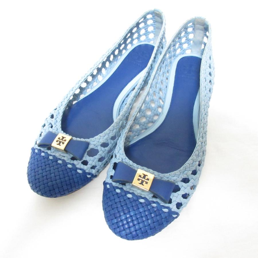【新品未使用】トリーバーチ　メッシュロゴ　パンプス　ローヒール　フラットシューズ TORY BURCH（トリーバーチ） 良品 リボン メッシュ バレエシューズ